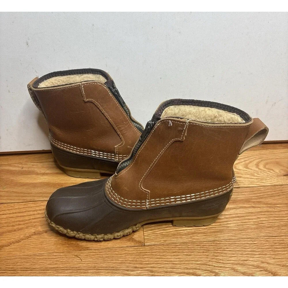 VTG L.L. Bean Insulated Zip-Up Duck Boots Men's 7 M Made In USA Hunting Sherpa